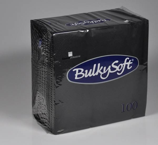 Servietten Bulkysoft 3-lagig, 1/4 Falz schwarz 40x40cm -1000 Stück