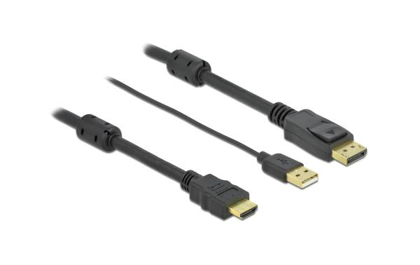 Delock Kabel HDMI – Displayport, HDMI/USB 2.0 – DisplayPort, 10 m