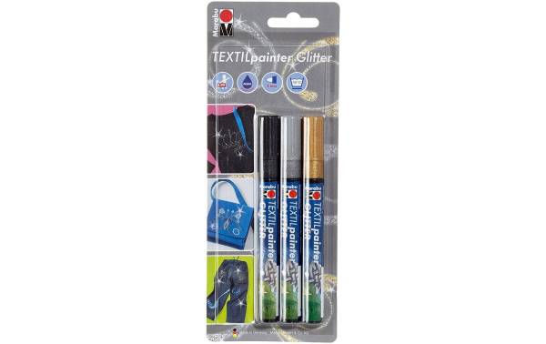 Marabu Textilmarker "Textil Painter Glitter", 3er Blister