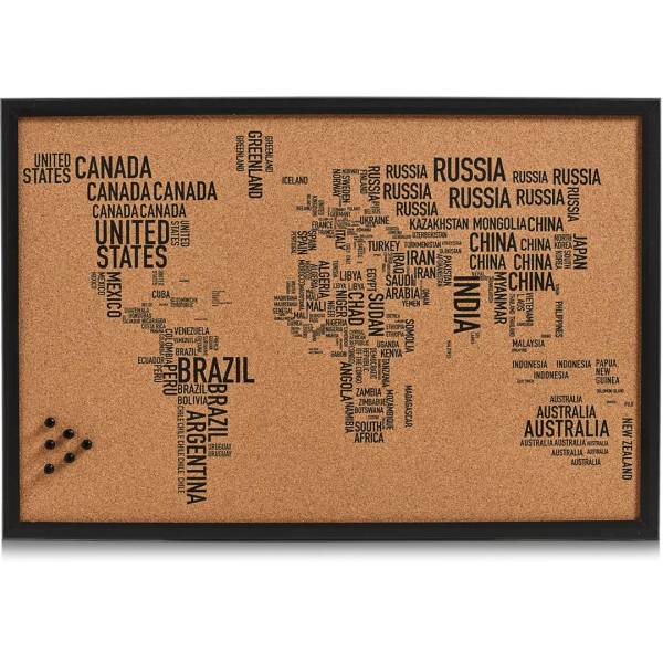 ZELLER Pinboard World letter 59×40 cm 11570 schwarz