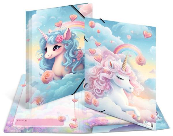 HERMA Eckspannermappe 'Happy Unicorns', Karton, DIN A3