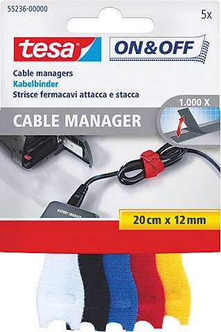 Kabelbinder on&amp;off 12mmx20cm 5-farbig 5 Stück TESA 552360000
