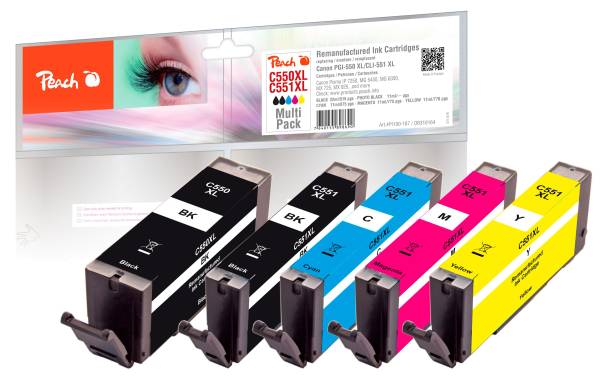 Peach Tinte Canon PGI-550XL/CLI-551XL,Multi-Pack C, M, Y, BK