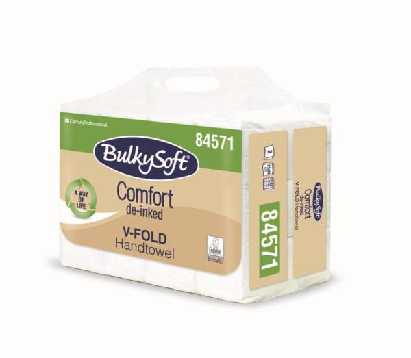 Bulkysoft Handtuch 84571 Comfort, weiss, V-Falz, 2-lagig, 21x24cm - Pack à 3000 Blatt