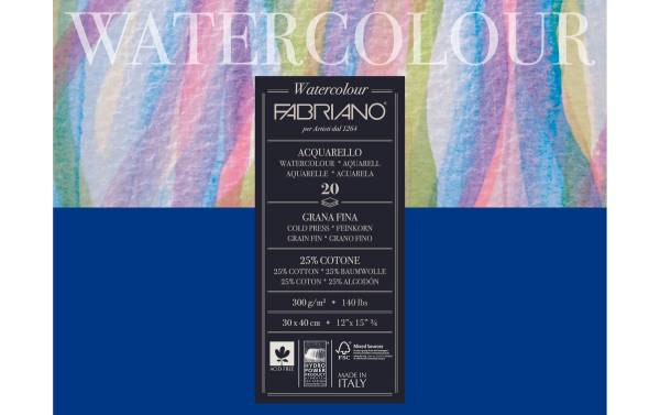 Fabriano Aquarellblock 30 x 40 cm, 300g/m2, 20 Blatt