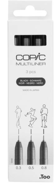 COPIC Multiliner 22075631 schwarz 3 Stück