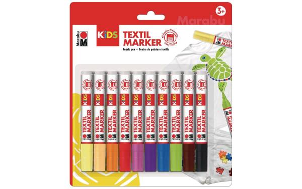 Marabu KiDS Textilmarker, 10 x 3 ml, 10er Blister
