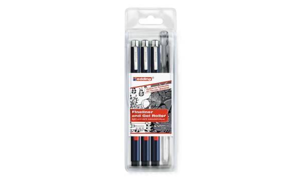 edding Fineliner Profipen 1800 3 Stück, Schwarz