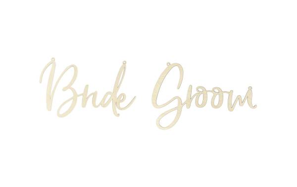 Partydeco Hochzeitsaccessoire Stuhlschild Bride Groom 2 Stück, Braun
