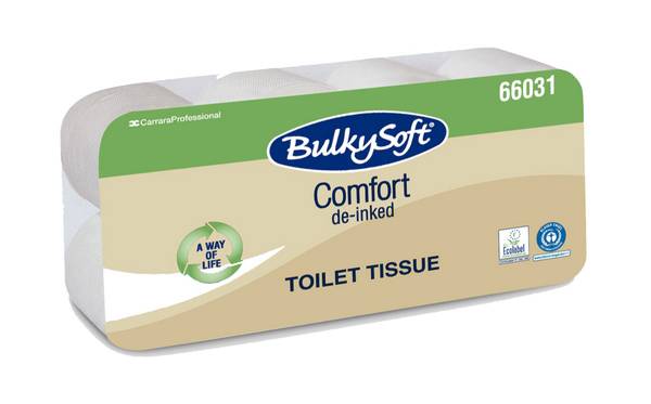 WC-Papier Comfort Bulkysoft Recycling weiss, 3-lagig 9,5x11cm, 250 Blatt -72 Stück