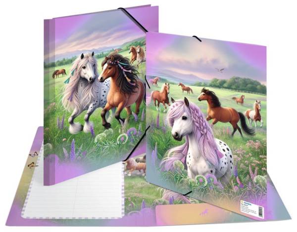 HERMA Eckspannermappe 'Pferdewelt', Karton, DIN A4