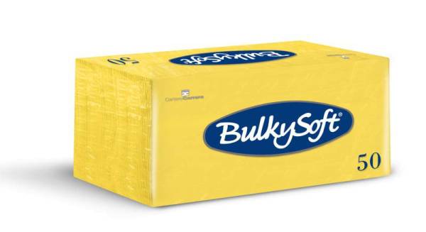 Servietten Bulkysoft, 2-lagig, 1/8 Falz, gelb, 33x33cm - Karton à 40 Pack / Pack à 50 Servietten