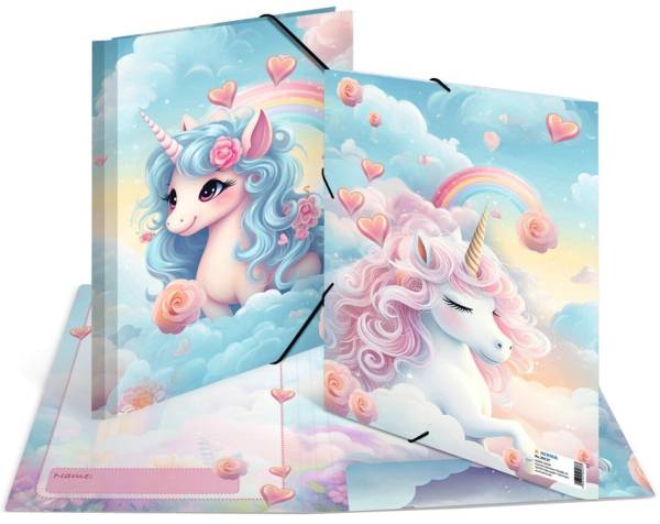 HERMA Eckspannermappe 'Happy Unicorns', Karton, DIN A4