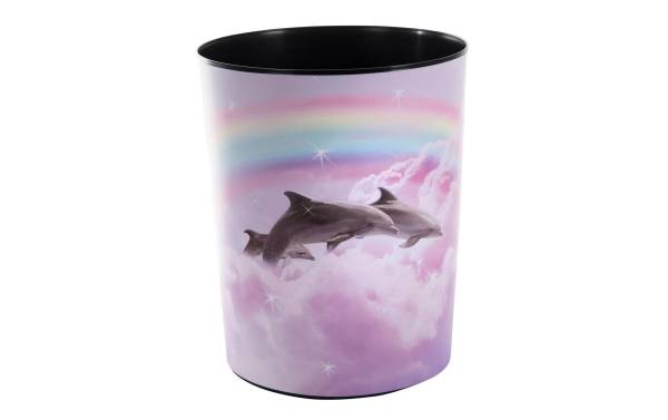 Goldbuch Papierkorb Delfine 10 l, Schwarz; Pink; Blau