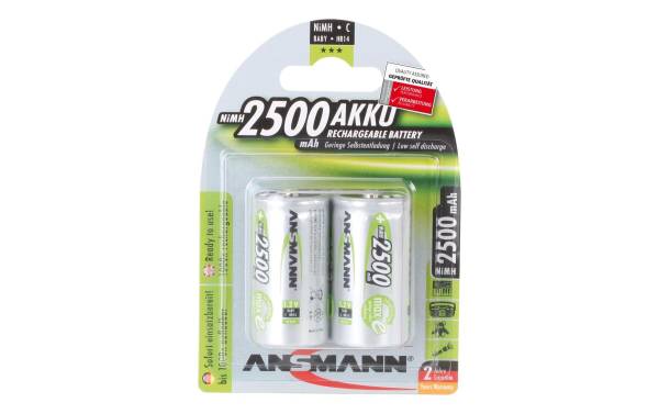 ANSMANN maxE NiMH Akku, Baby C, 2er Blister, 2.500 mAh