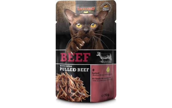 Leonardo Cat Food Nassfutter Rind &amp; Pulled Beef, 70 g