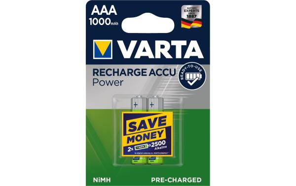VARTA NiMH Akku "Rechargeable Accu", Micro (AAA), 1.000 mAh