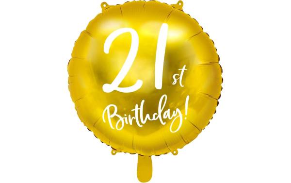 Partydeco Folienballon 21th Birthday Gold/Weiss