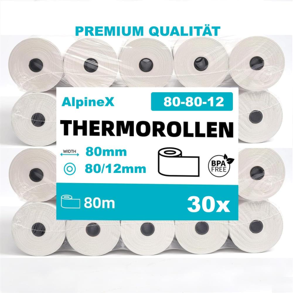 30x Thermo Bonrolle (PAP FSC Mix) 80/80/12 mm x 80m – 6×5 Stück
