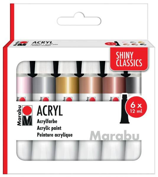 Marabu Acrylfarben-Set SHINY CLASSICS, 6 x 12 ml