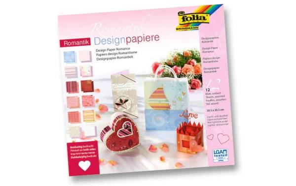 folia Designpapierblock "Romantik", 305 x 305 mm, 12 Blatt