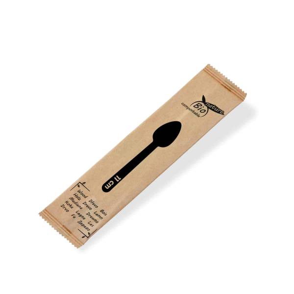 Kaffeelöffel aus Holz 11cm einzeln verpackt – 100 Stück