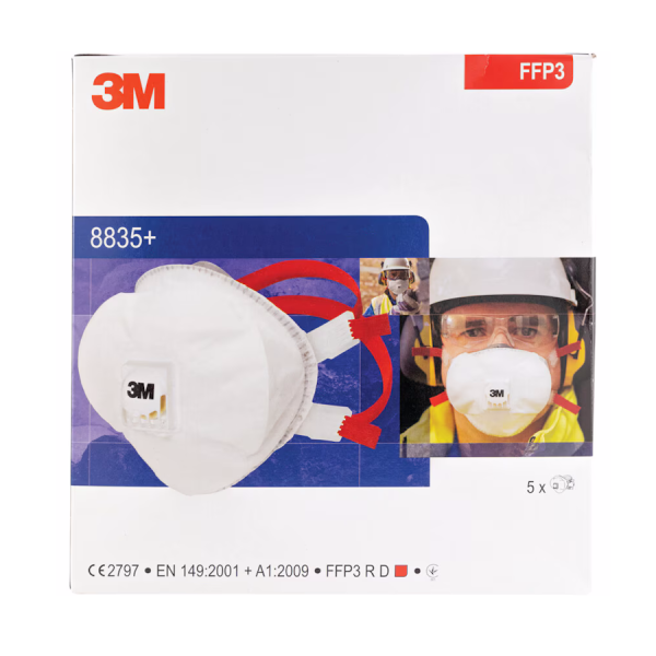 3M 8835+ Atemschutzmaske FFP3 mit Ausatemventil – 1 Box à 5 Masken