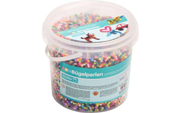 folia Bügelperlen, farbig sortiert, 30.000 Stück, Eimer