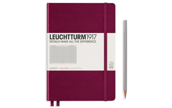 Leuchtturm Notizbuch Medium A5, Kariert, 2-teilig, Port Rot