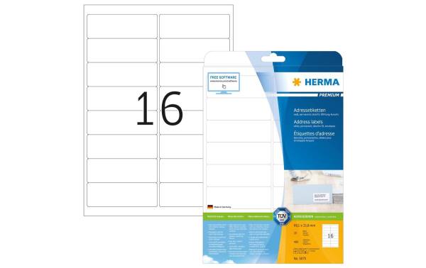 HERMA Universal-Etiketten PREMIUM, 99,1 x 33,8 mm, weiß