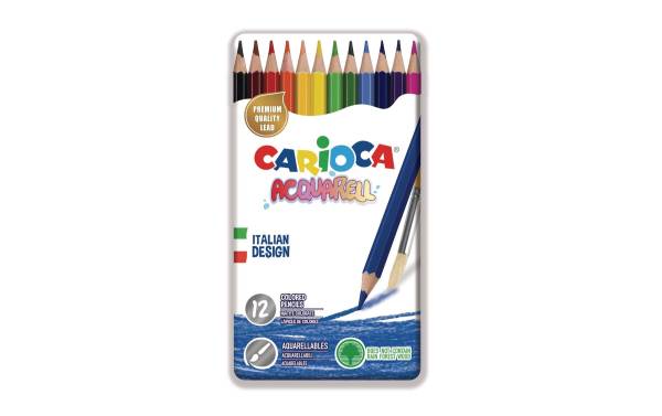 Carioca Aquarellfarbstifte Metallbox, 12 Stück, Mehrfarbig
