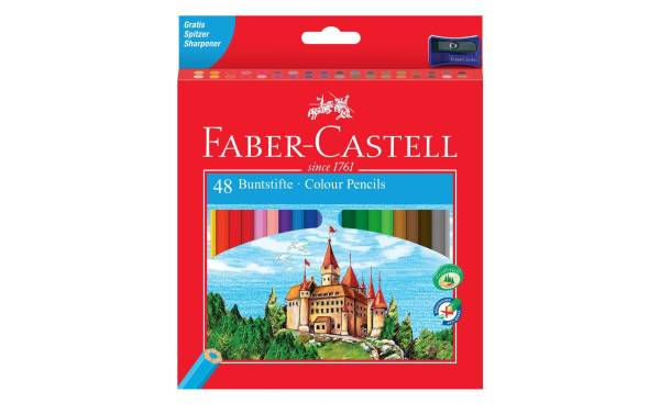 FABER-CASTELL Hexagonal-Buntstifte CASTLE, 48er Kartonetui