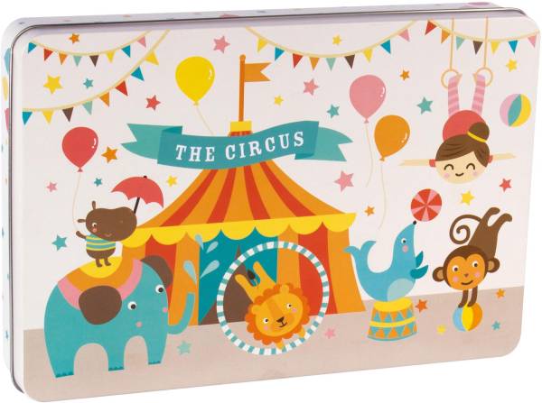 APLI KIDS Puzzle Zirkus 8x8cm 14407 Metallbox 24-teilig