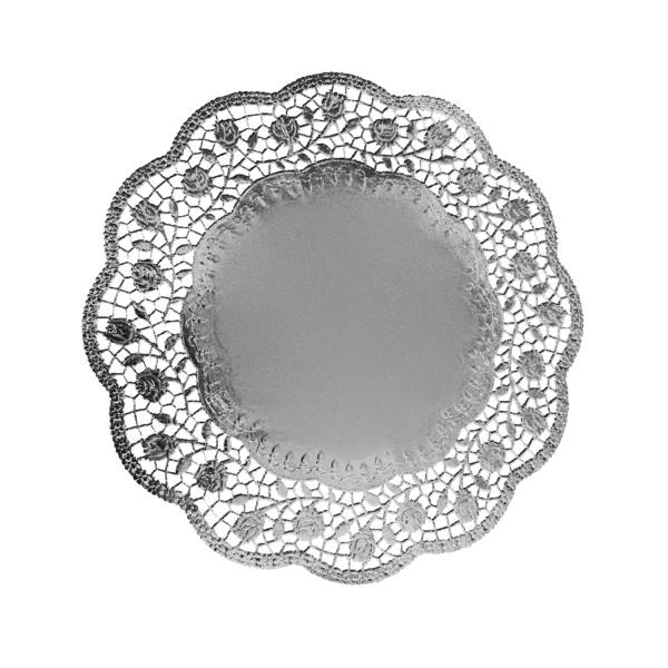 Deko-Tortenspitze (PAP,ALU) rund silber 32cm – 4 Stück