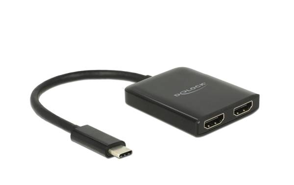 Delock Multiadapter USB-C – 2x HDMI out 4K 30Hz Splitter Schwarz