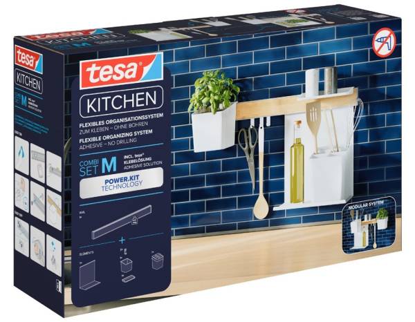 tesa KITCHEN Combi-Set M, 7-teilig, weiß
