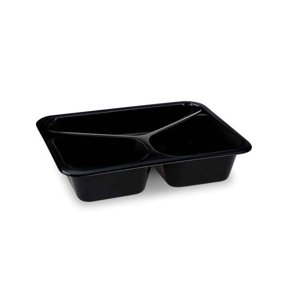 Menüschale (PP) Reware Lunch wiederverwendbar 3-geteilt schwarz 227 x 178 x 4…