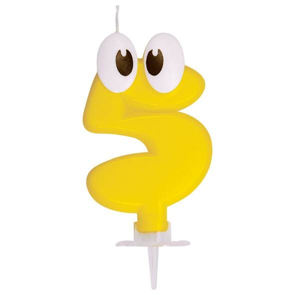 Zahlenkerze mit Halter -5- 80mm – 1 Stück