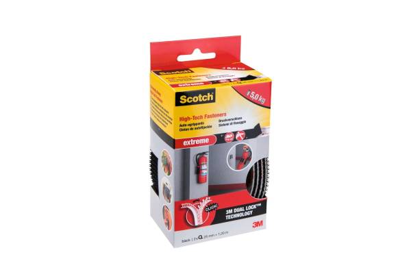 Scotch Klettband Dual Lock Extreme 2 Rollen, 25 mm x 1.2 m, Schwarz
