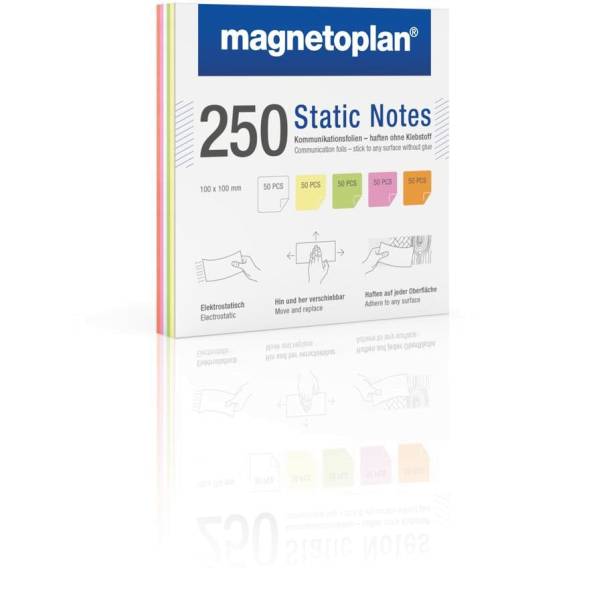 Static Notes 100x100mm ass. 250 Stück MAGNETOP. 11250110