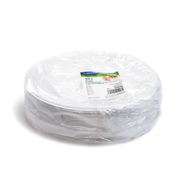 Teller Zuckerrohr-Bagasse 3-geteilt 26cm – 50 Stück