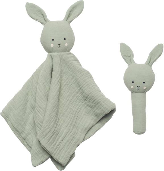 JABADABADO Geschenkset Rassel Hase S1026 grün 2-teilig