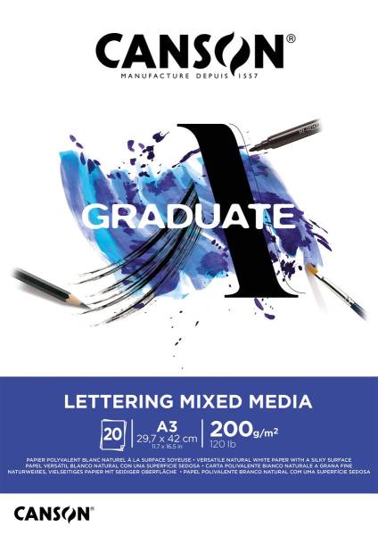 Graduate Lettering MixMed A3 20 Blatt, weiss, 200g CANSON 31250P029