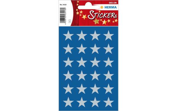 Sticker Sterne 15mm silber 72 Stück/3 Blatt HERMA 3418