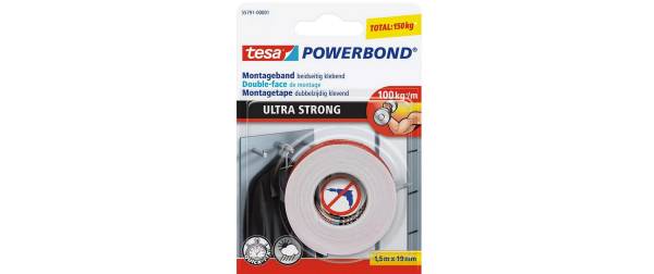 tesa Montageband -Set Powerbond Ultra Strong 2x 1.5 m x 19 mm, WS