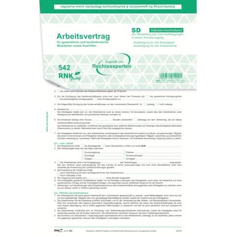 RNK Verlag Vordruck Arbeitsvertrag gewerblich/kaufmännisch