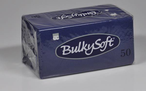 Servietten Bulkysoft 2-lagig, 1/8 Falz blau 33x33cm Kopffalz-2000 Stück