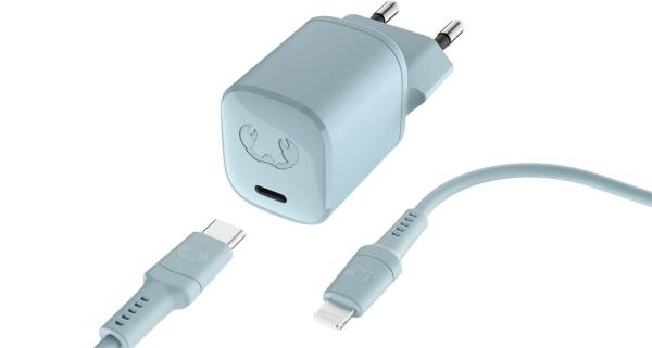 FRESH&#039;N REBEL Charger USB-C PD Dusky Blue 2WCL20DB + Lightning Cable 1.5m 20W
