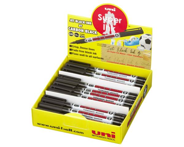 UNI-BALL Marker Super Ink 0.9mm PNA-125.3D schwarz, Rundspitze 36 Stück