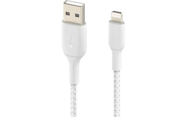 Belkin Boost Charge Braided Lightning to USB-A Cable 15cm - white